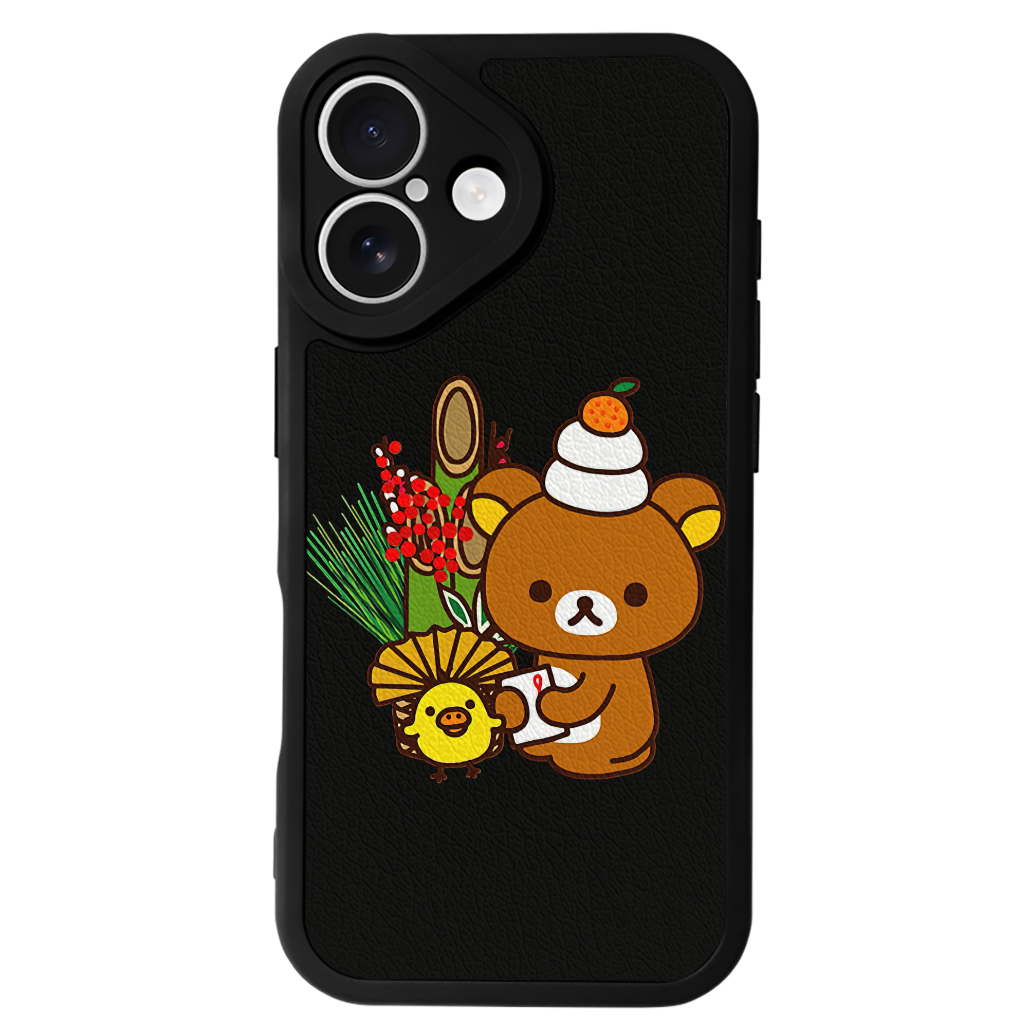 （画像用） リラックマ リラックマ キイロイトリ Rilakkuma Korilakkuma Kiiroitori 【iPhone 16シリーズ対応】シリコンスマホケース（レザー調） 材質：シリコン